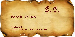 Benik Vilma névjegykártya